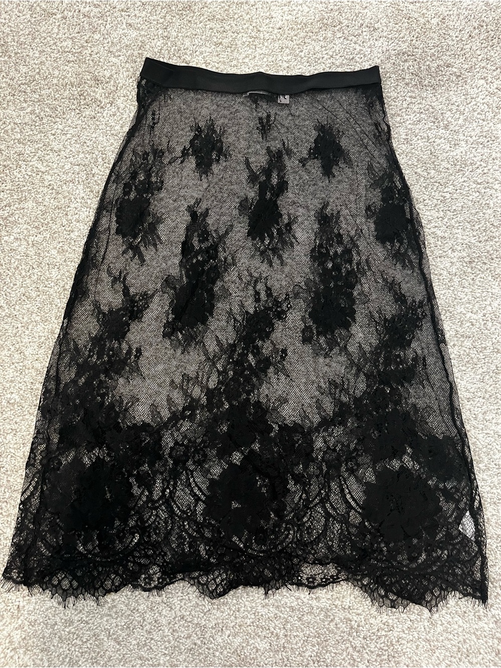 Chelsea28 Black Floral Lace Midi Skirt